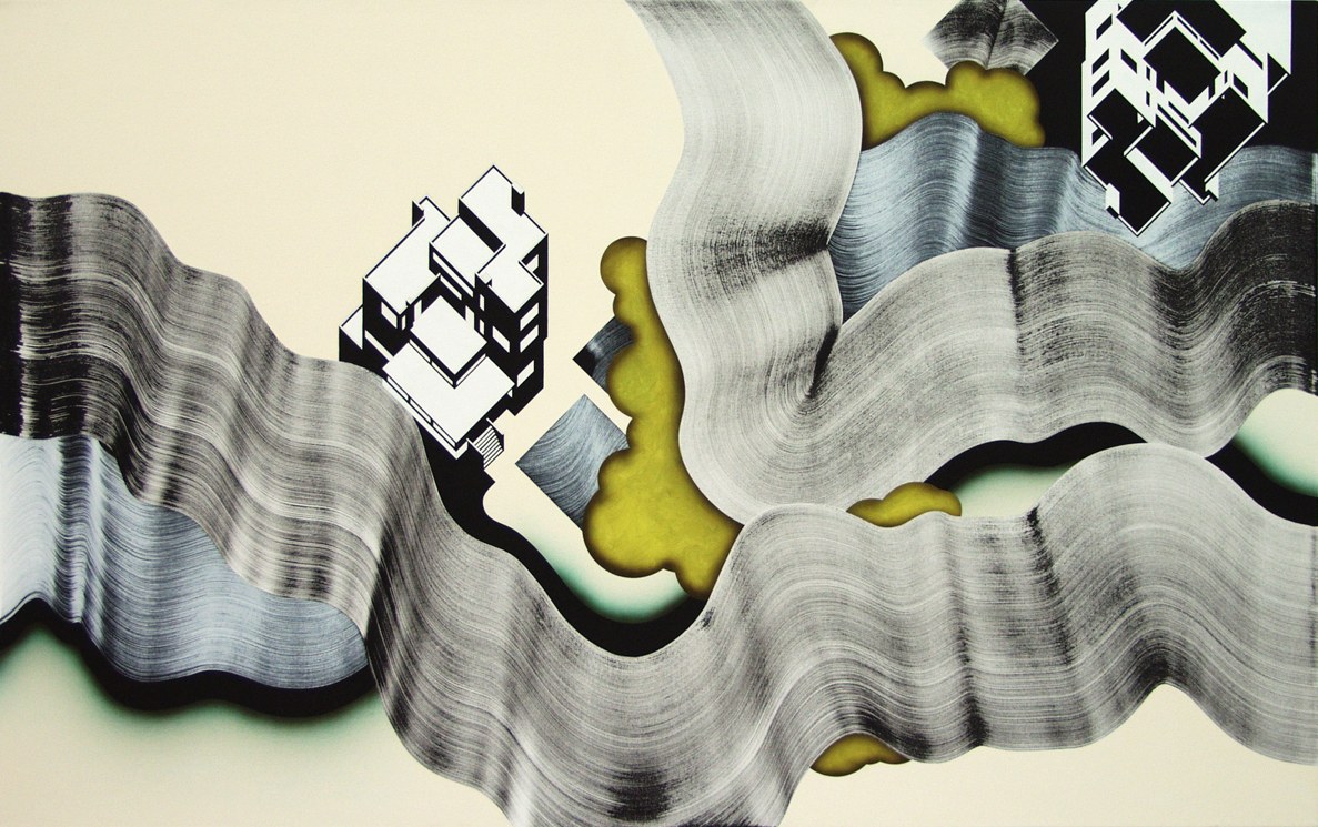 haus am fluss(1), acryl on canvas, 150 x 240 cm