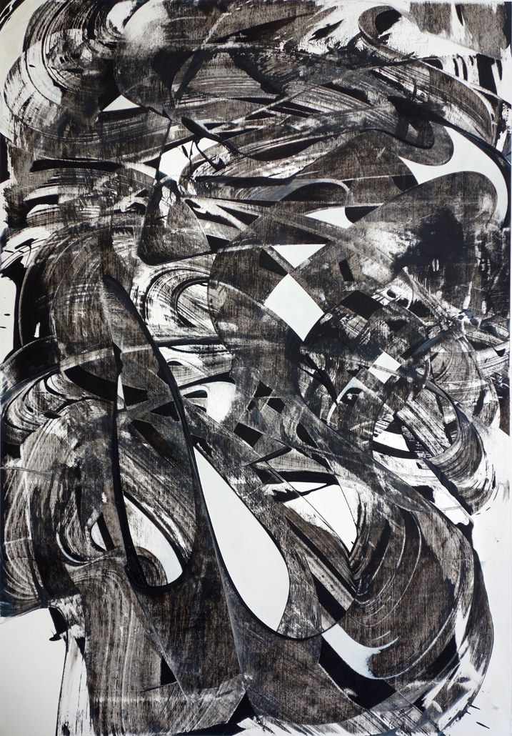 untitled(b/w#1), acryl on paper, 80 x 55 cm