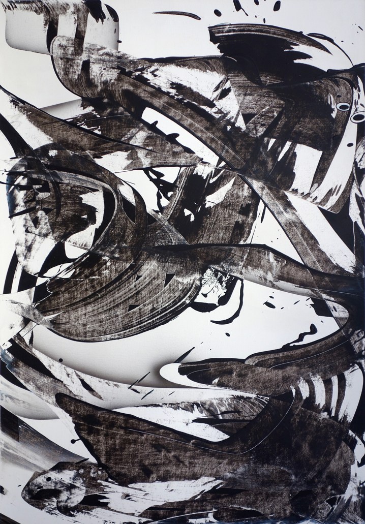 untitled(b/w#3), acryl on paper, 80 x 55 cm