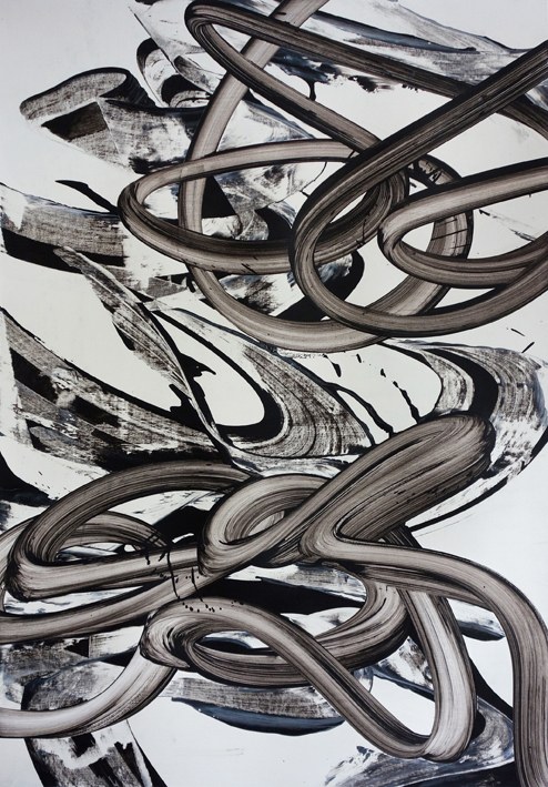 untitled(b/w#6), acryl on paper, 80 x 55 cm