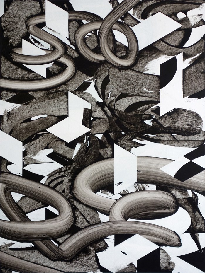untitled(b/w#11), acryl on paper, 84 x 63 cm