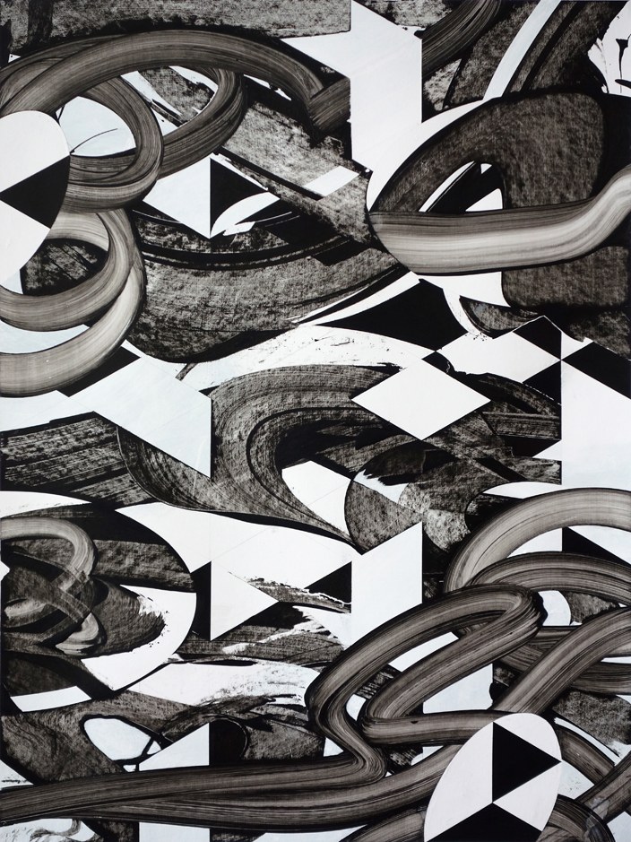 untitled(b/w#12), acryl on paper, 84 x 63 cm