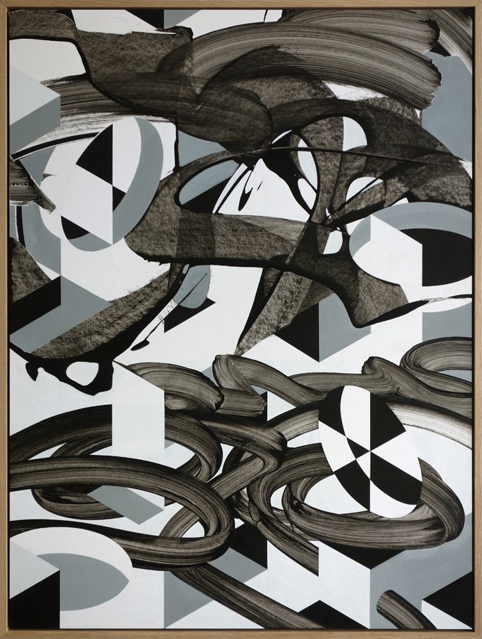 untitled(b/w#15), acryl on paper, 84 x 63 cm
